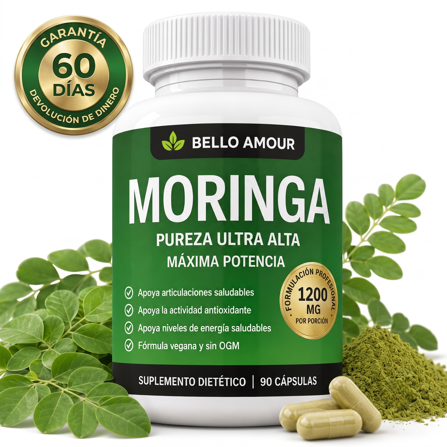 Belloamour™ Toplux Cápsulas de Moringa Oleifera 1200mg - 90 Cápsulas