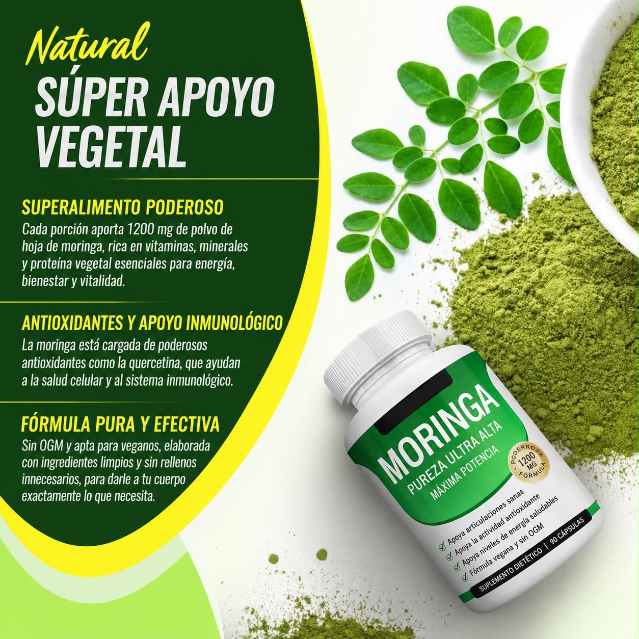 Belloamour™ Toplux Cápsulas de Moringa Oleifera 1200mg - 90 Cápsulas