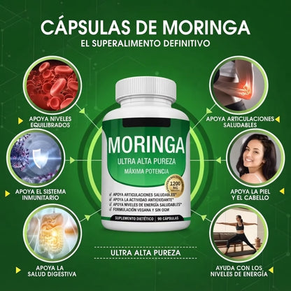 Belloamour™ Toplux Cápsulas de Moringa Oleifera 1200mg - 90 Cápsulas