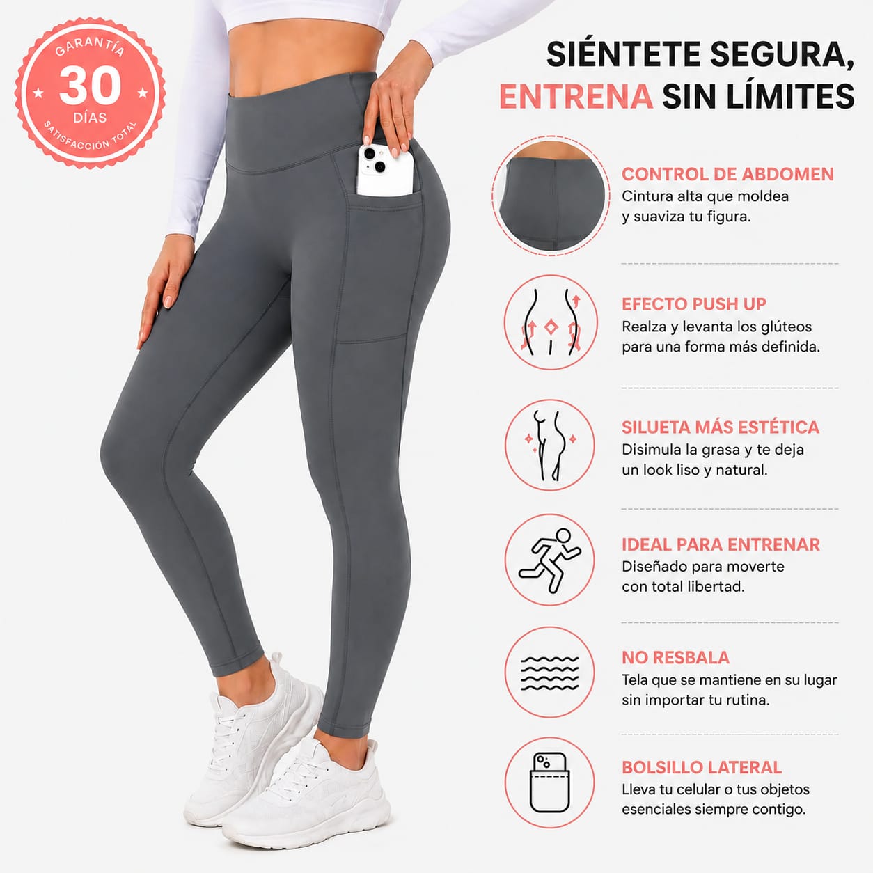 Belloamour™ Leggings Moldeadores Push Up Control de Abdomen Con Bolsillos